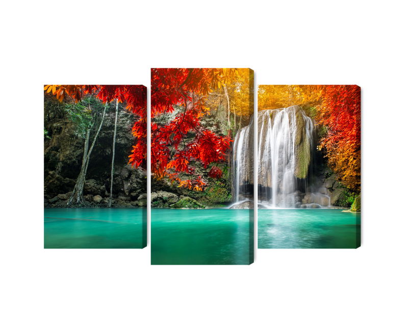 Ljuddämpande tavla - Cascade in the autumn forest