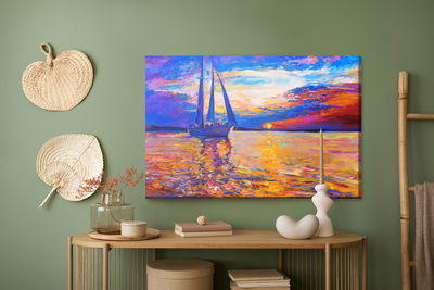 Ljuddämpande tavla - Colorful sunset by the sea