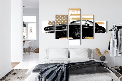 Ljuddämpande tavla - American muscle car with Usa