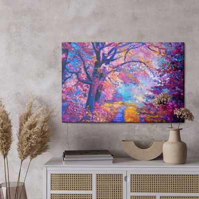 Ljuddämpande tavla - A path in a colorful forest