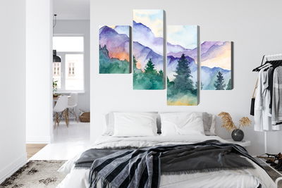 Ljuddämpande tavla - Painted mountain landscape