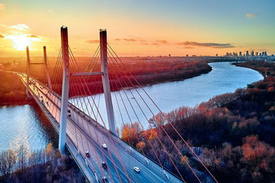 Ljuddämpande tavla - Bridge in Warsaw at sunset