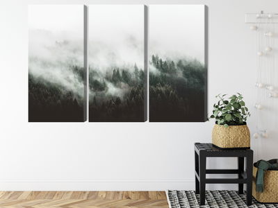 Ljuddämpande tavla - Misty 3d forest landscape
