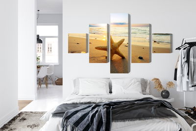 Ljuddämpande tavla - Starfish on the beach 3d