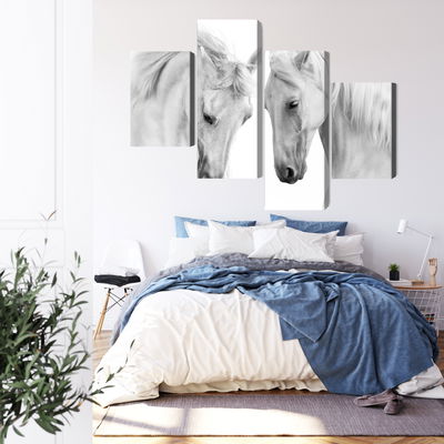 Ljuddämpande tavla - Two horses on a white