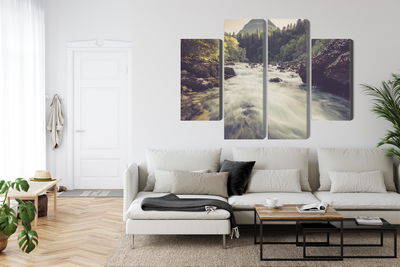 Ljuddämpande tavla - Mountain river in the forest