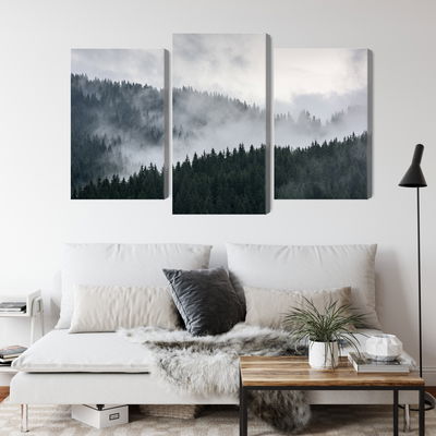 Ljuddämpande tavla - Misty 3d forest landscape