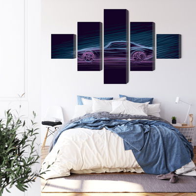 Ljuddämpande tavla - Neon muscle car