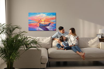 Ljuddämpande tavla - Fishing boats in the sea