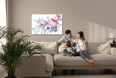 Ljuddämpande tavla - Roses, anemones and berries