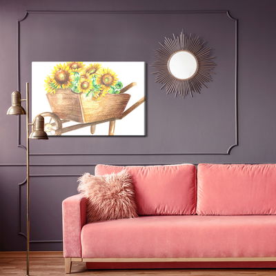 Ljuddämpande tavla - Sunflowers in a wooden