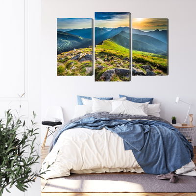 Ljuddämpande tavla - Sunset in the mountains 3d