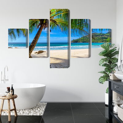Ljuddämpande tavla - Tropical beach with 3d palm