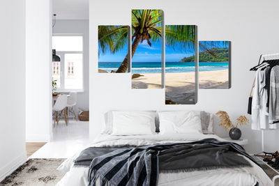 Ljuddämpande tavla - Tropical beach with 3d palm