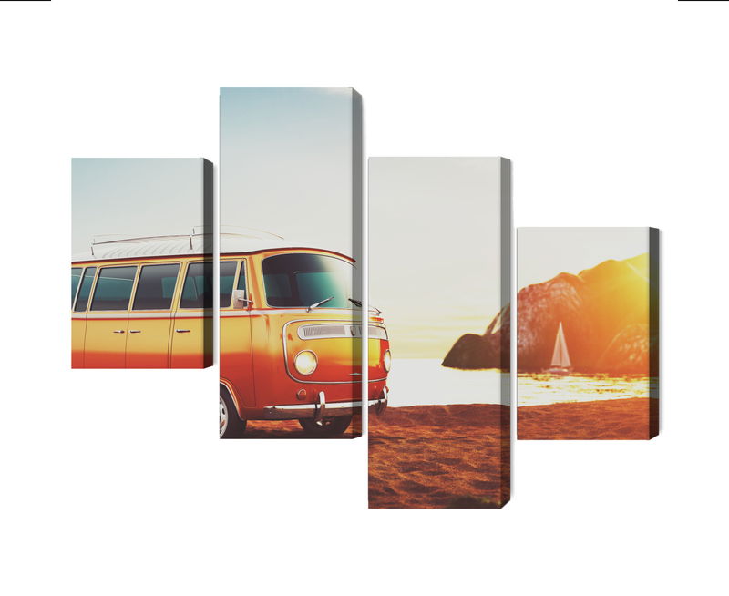 Ljuddämpande tavla - Retro car on the beach