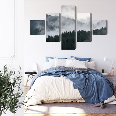 Ljuddämpande tavla - Misty 3d forest landscape