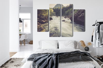 Ljuddämpande tavla - Mountain river in the forest