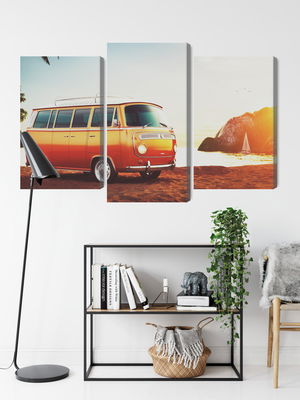 Ljuddämpande tavla - Retro car on the beach