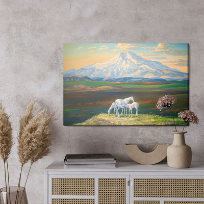 Ljuddämpande tavla - Horses on the background