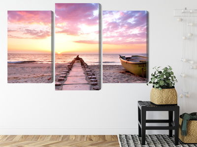 Ljuddämpande tavla - Boat on the beach 3d