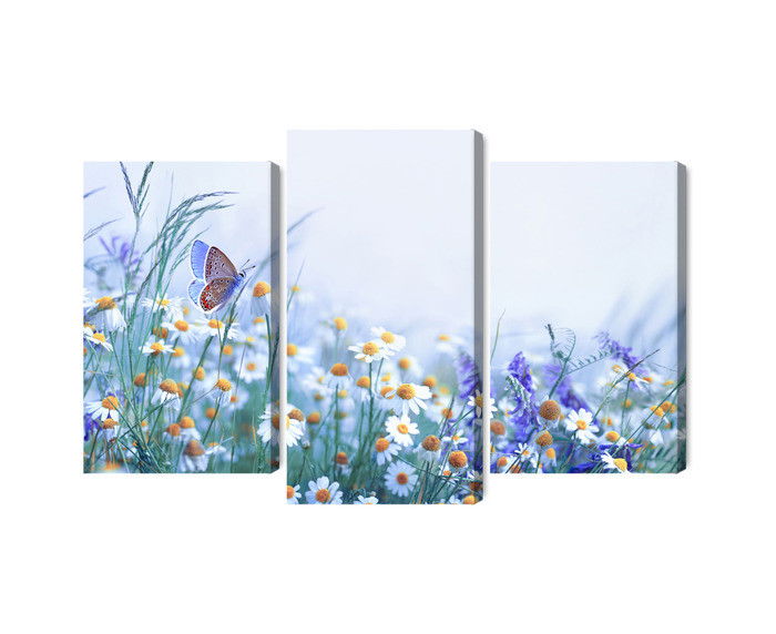 Ljuddämpande tavla - Butterfly and wildflowers