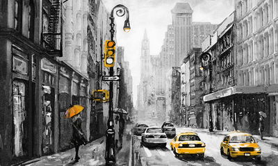 Ljuddämpande tavla - American city street view