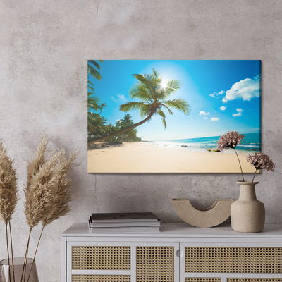 Ljuddämpande tavla - White beach with palm