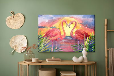 Ljuddämpande tavla - Pink birds