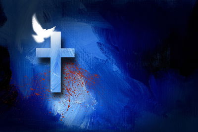 Ljuddämpande tavla - Dove above the cross