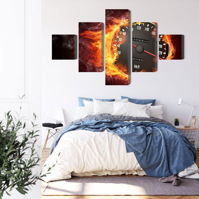 Ljuddämpande tavla - Speedometer in flames