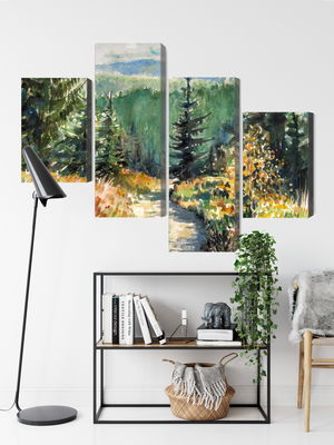 Ljuddämpande tavla - Forest landscape painted