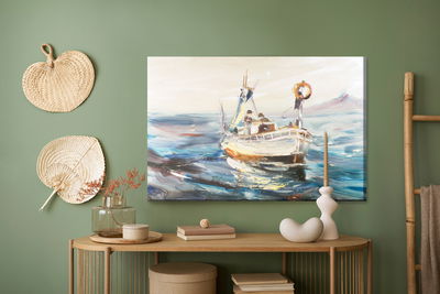 Ljuddämpande tavla - Sea ship and fishermen