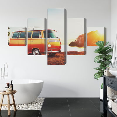 Ljuddämpande tavla - Retro car on the beach