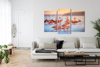 Ljuddämpande tavla - A flock of flamingos