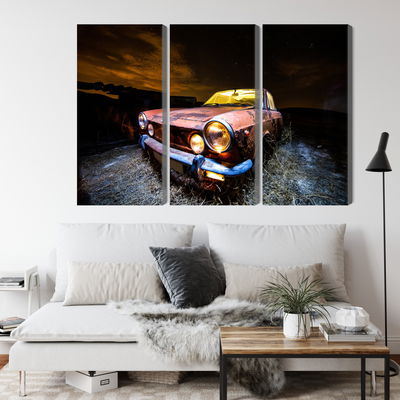 Ljuddämpande tavla - Old abandoned car 3d