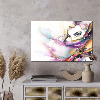 Ljuddämpande tavla - Colorful watercolor portrait