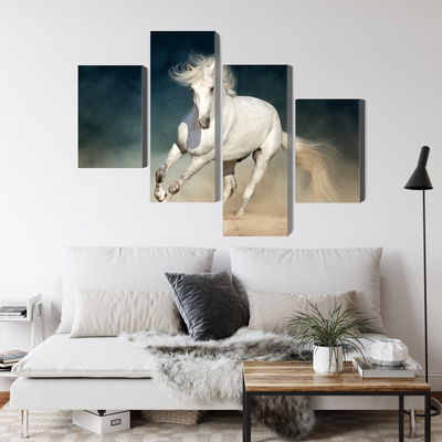 Ljuddämpande tavla - A white horse at a gallop