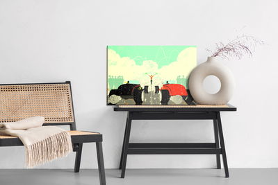 Ljuddämpande tavla - A retro car race