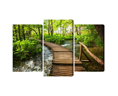Ljuddämpande tavla - Wooden bridge in a forest