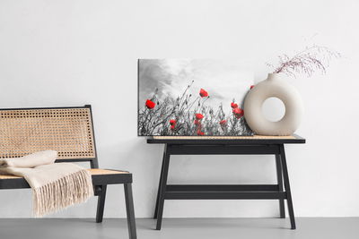 Ljuddämpande tavla - Red poppies on a black