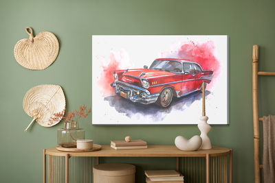 Ljuddämpande tavla - Old car in watercolours