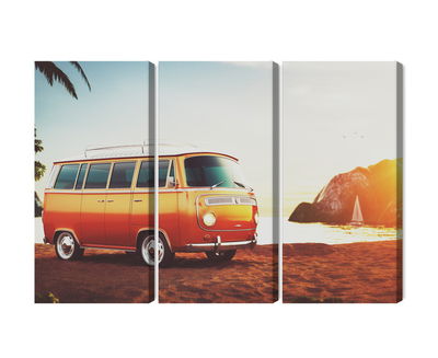 Ljuddämpande tavla - Retro car on the beach