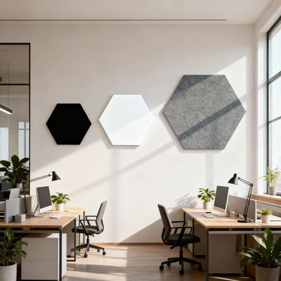 Ljudabsorbering till vägg - PES hexagon wall Ljudabsorbering till vägg - PES hexagon wall