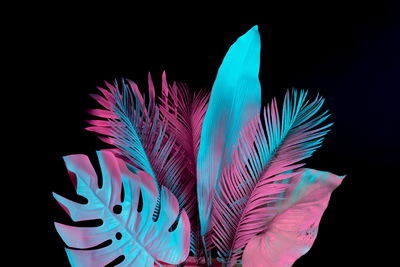 Ljuddämpande tavla - Neon tropical leaves