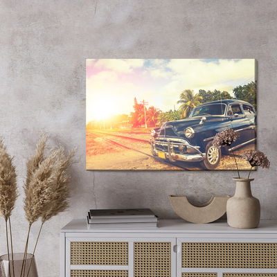 Ljuddämpande tavla - Black car in retro style