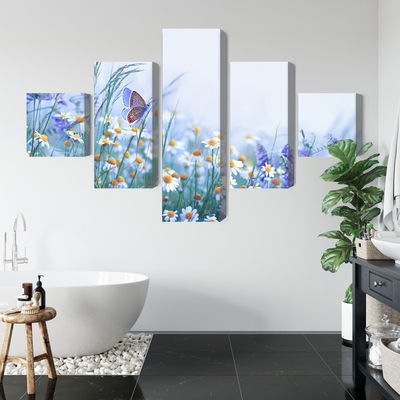 Ljuddämpande tavla - Butterfly and wildflowers