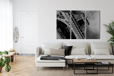 Ljuddämpande tavla - Black and white eiffel tower