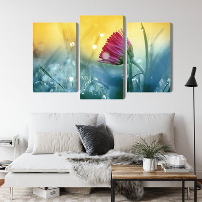 Ljuddämpande tavla - Pink flower on a 3d meadow