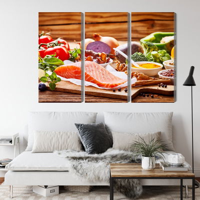 Ljuddämpande tavla - Salmon among vegetables