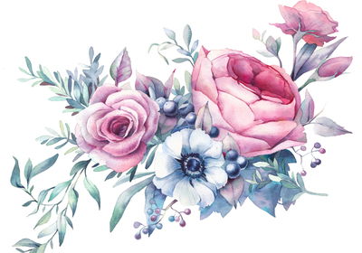 Ljuddämpande tavla - Roses, anemones and berries